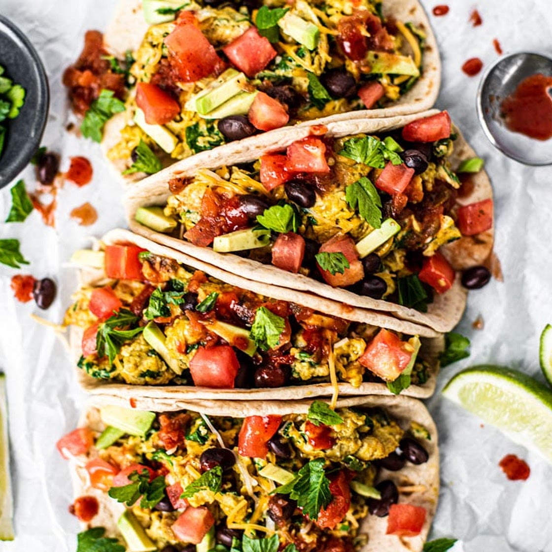 Healthy Breakfast Tacos with Black Beans and Eggs