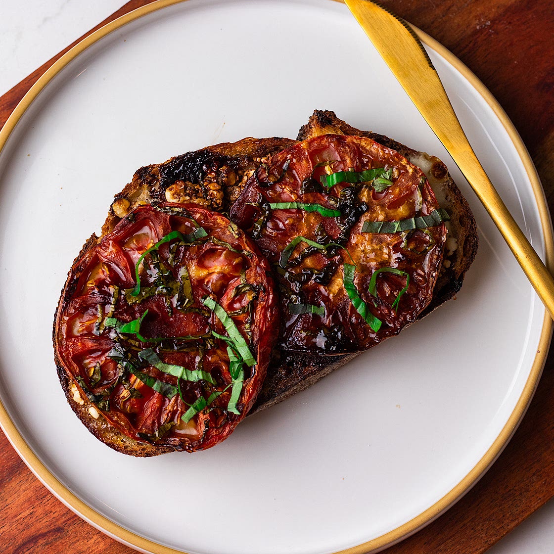 Air Fryer Cottage Cheese Caprese toast