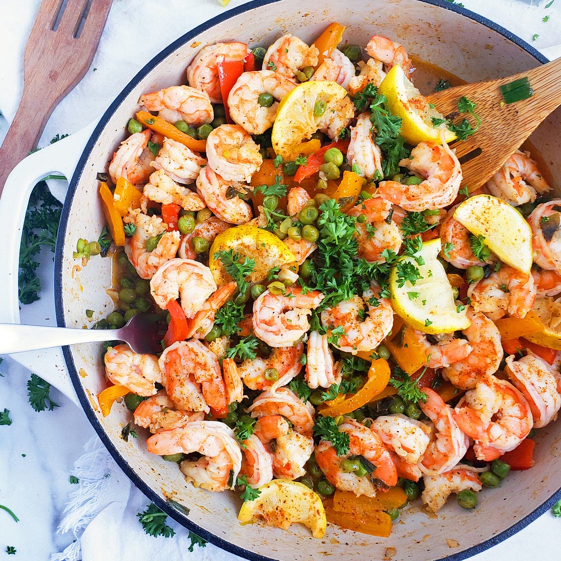 One-Skillet Lemon Garlic Shrimp & Vegetables