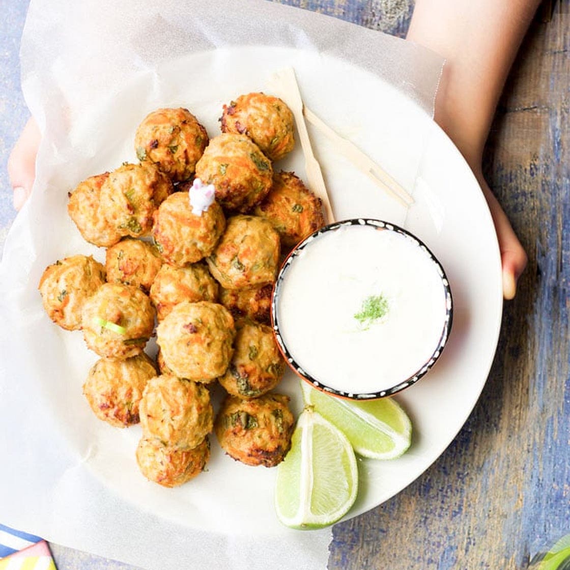 Chicken Meatballs with a Lemongrass and Ginger Dip