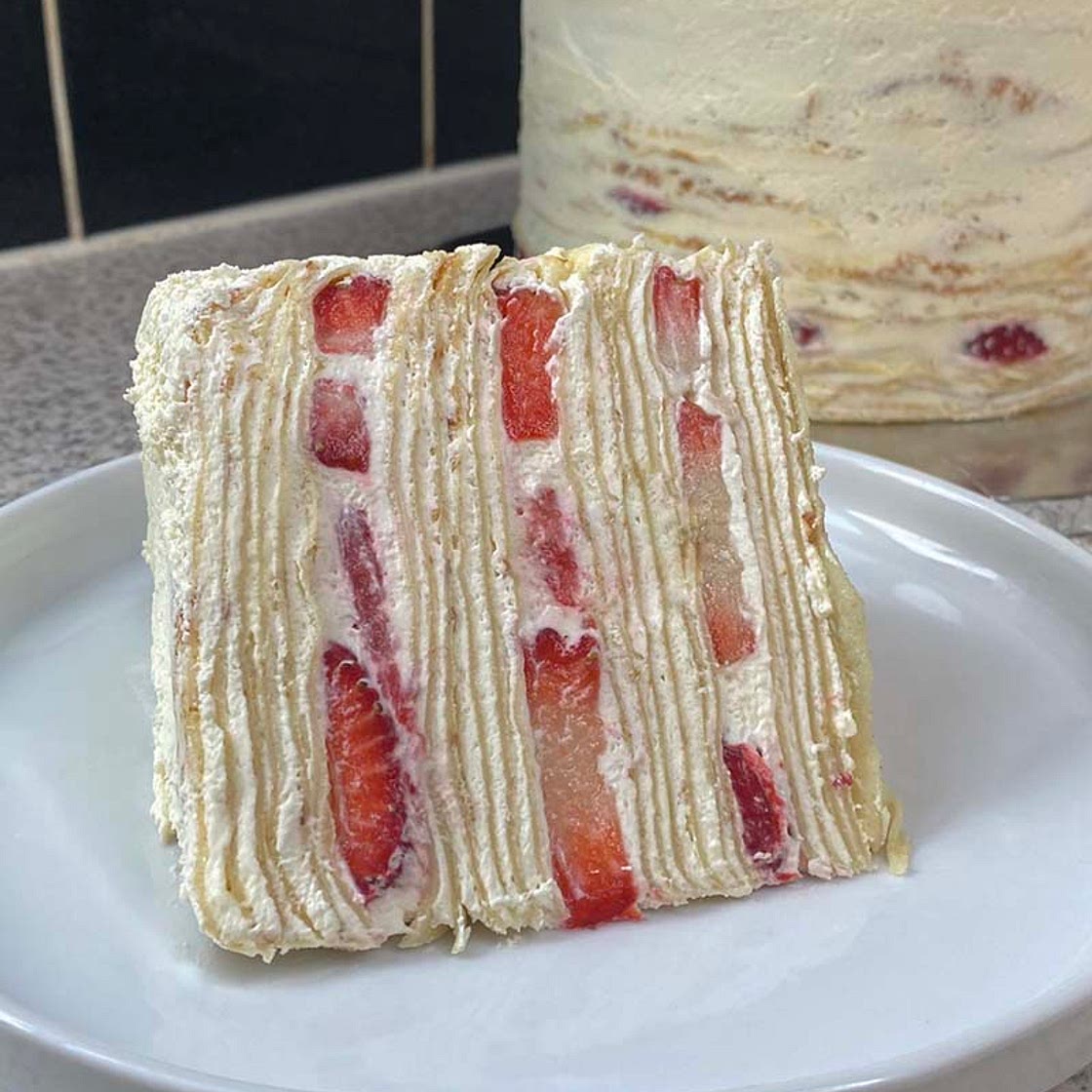 Strawberry and Cream Crepe Cake