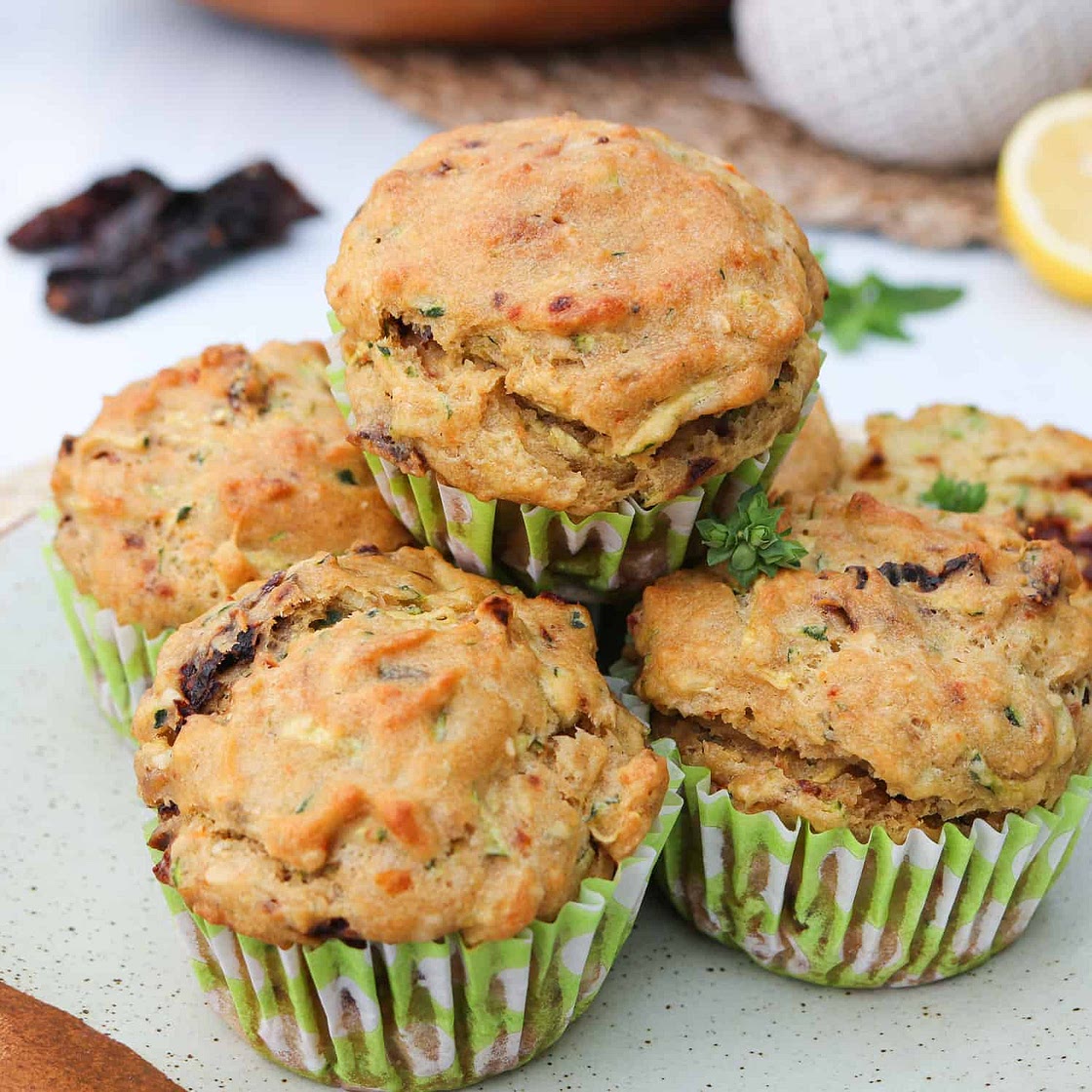 Zucchini and Sundried Tomato Savory Muffins