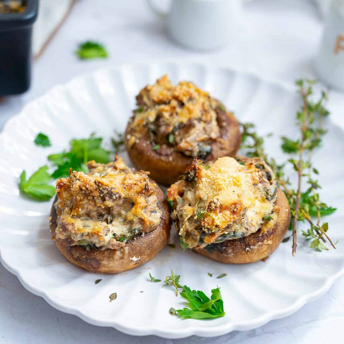 Stuffed Mushroom With Spinach and Marinated Artichokes