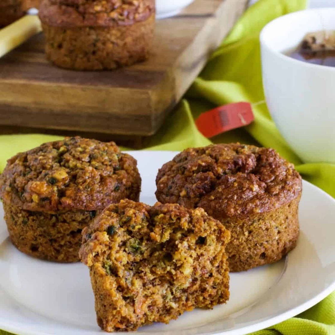 Carrot, apple and banana muffins