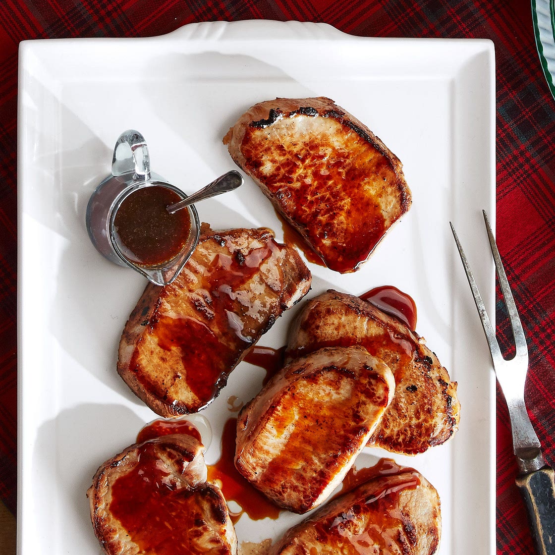 Pork Chops with Bourbon-Molasses Glaze