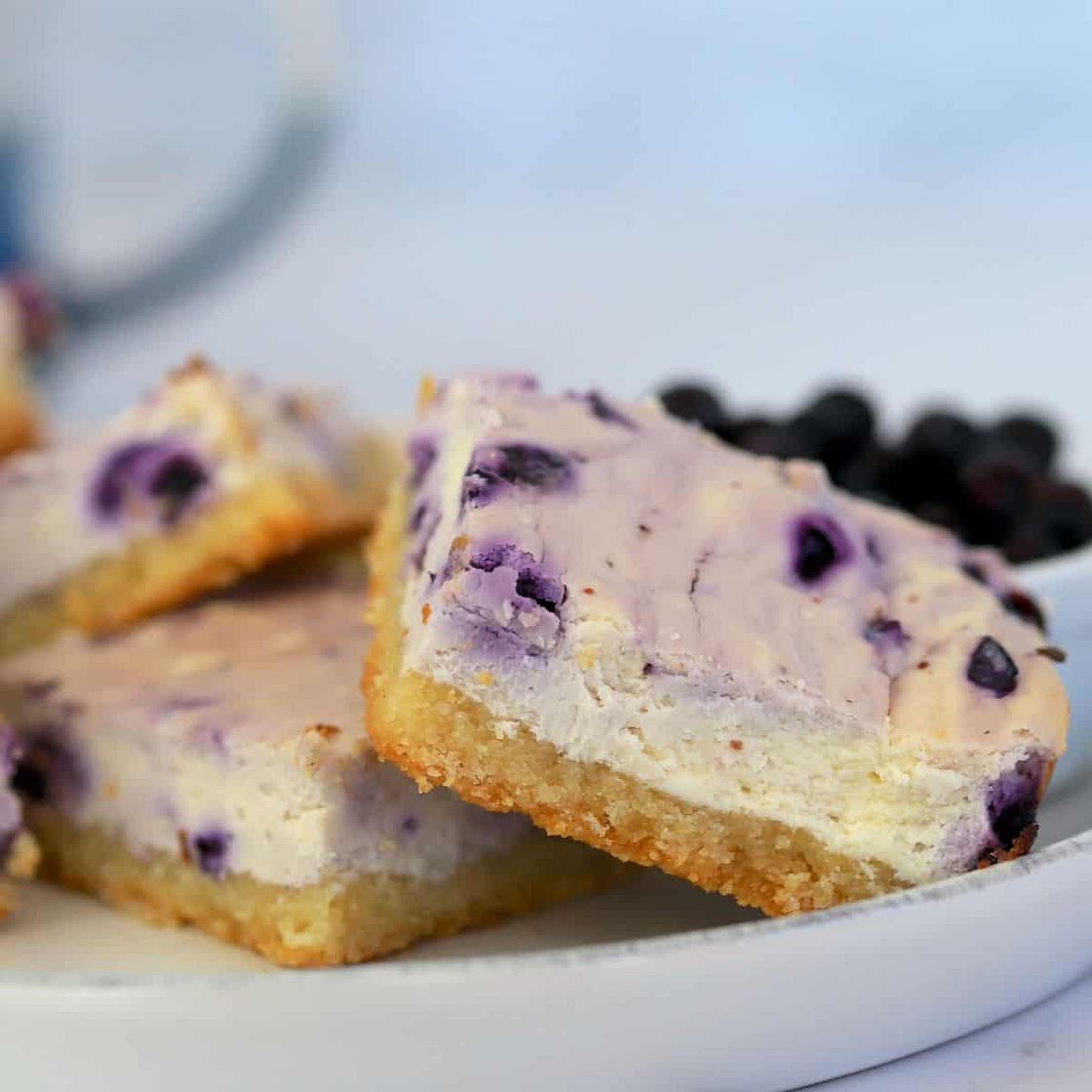 Keto Cheesecake Bars with Blueberries