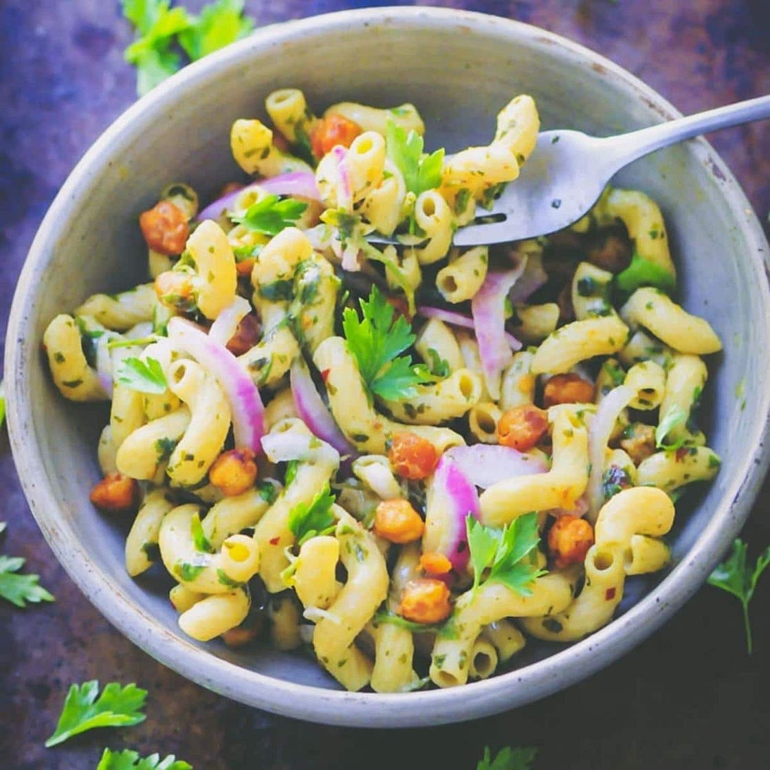 Spicy Chimichurri Chickpea Pasta Bowl (Vegan, Gluten-Free)