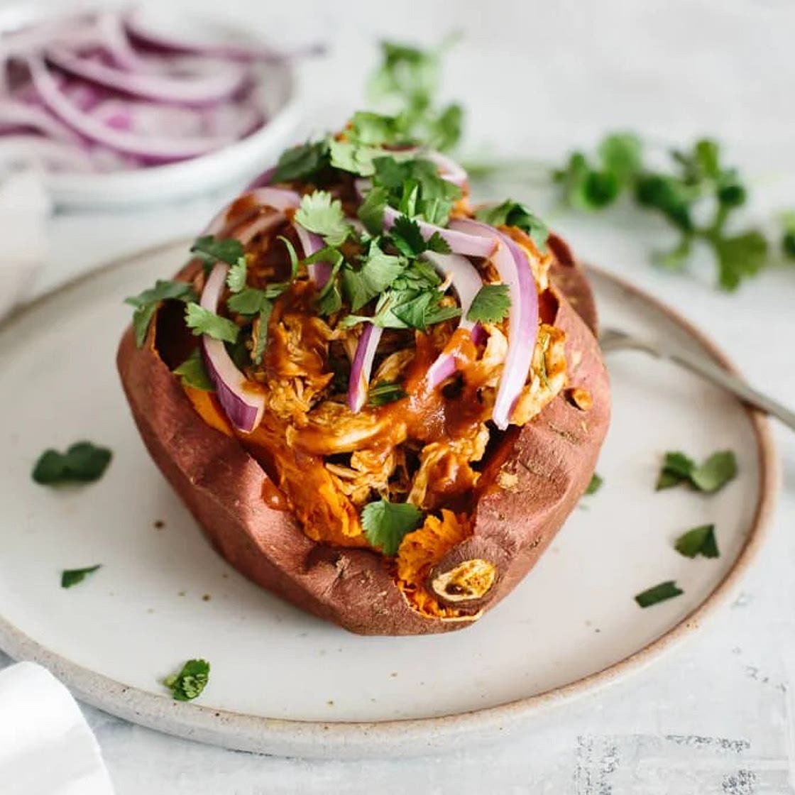 BBQ Chicken Stuffed Sweet Potatoes