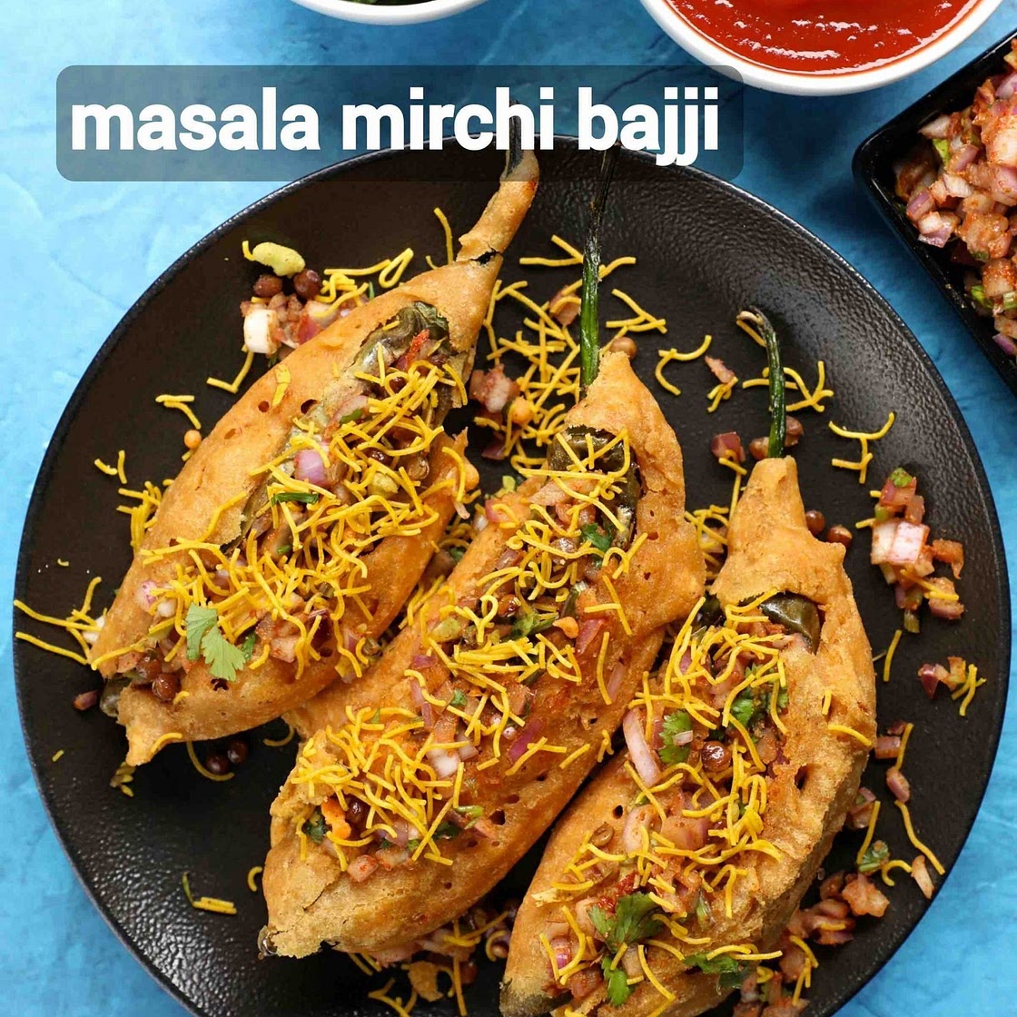 masala mirchi bajji recipe | masala mirapakaya bajji | onion masala bajji