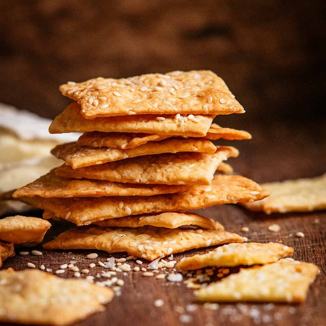 Homemade artisan crackers - sesame sea salt flavour