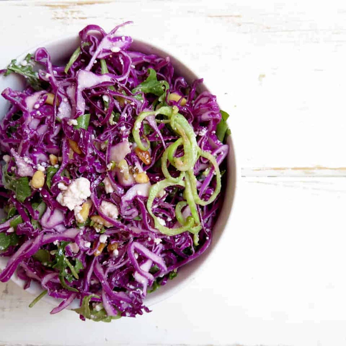 Cabbage Salad with Tahini Ginger Dressing