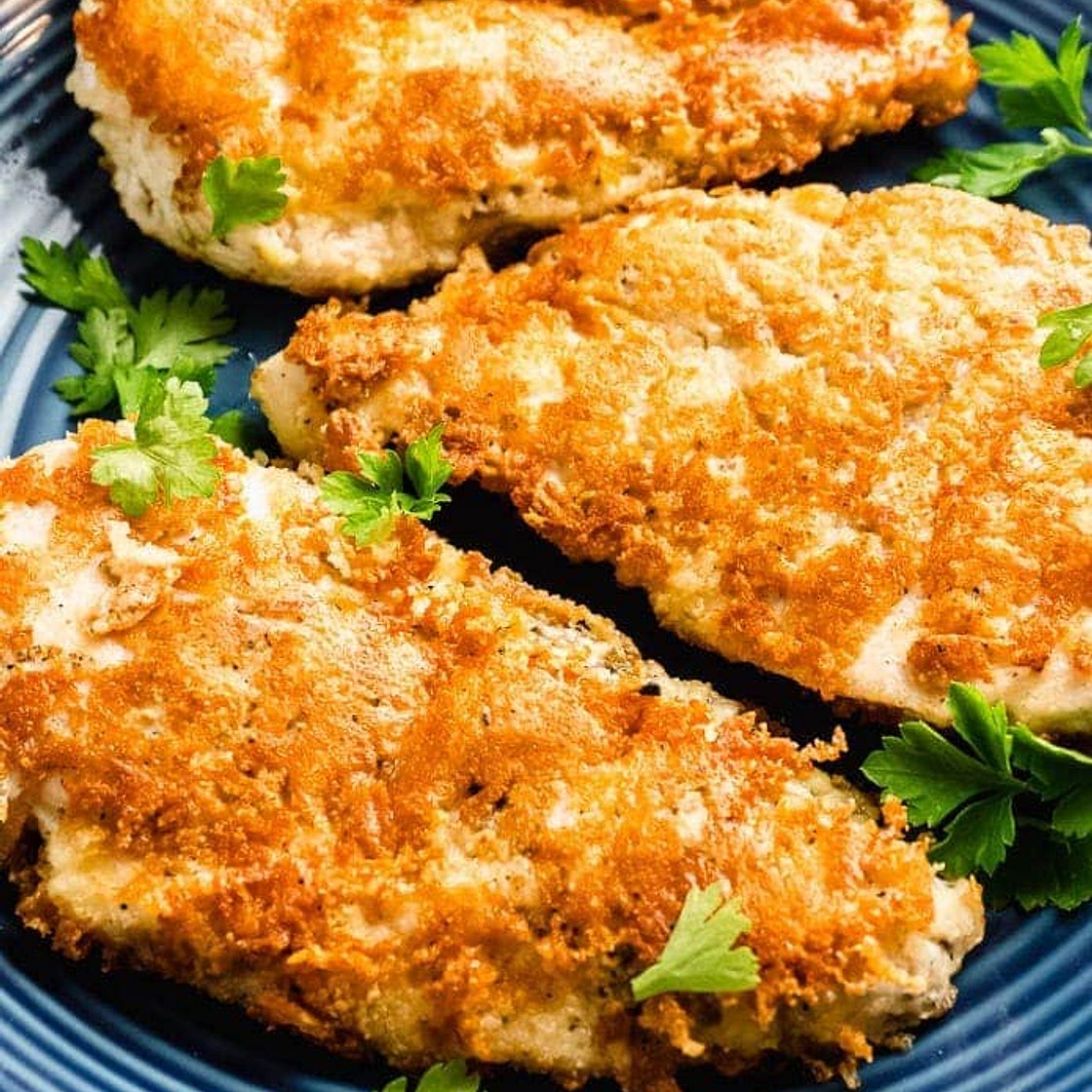 Keto Parmesan Crusted Chicken Breasts