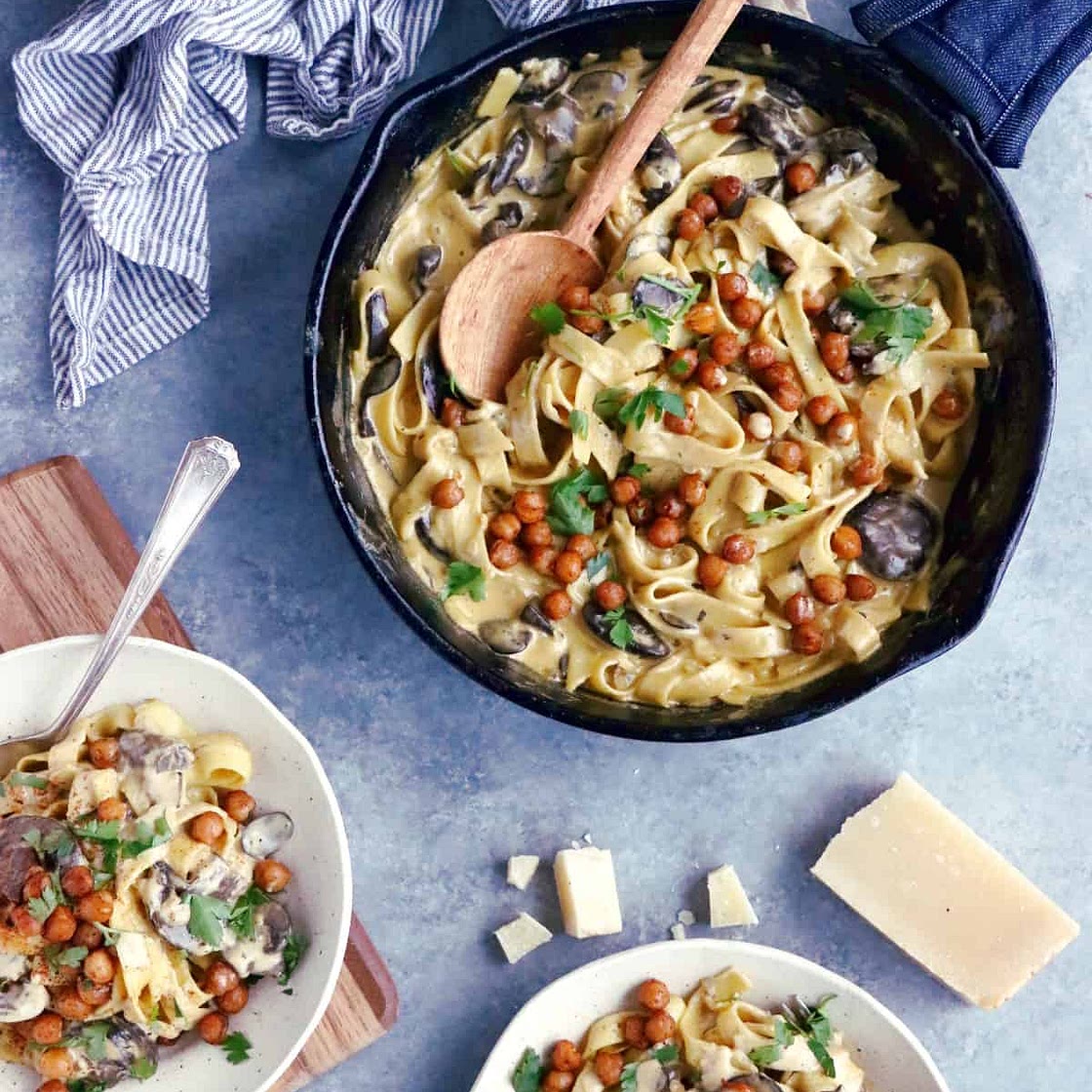 Creamy Mushroom Pasta with Chickpeas