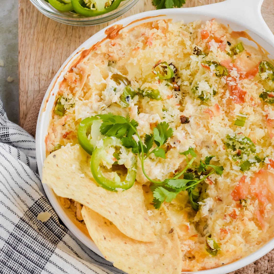Baked Cheddar Jalapeño Dip with Panko Topping