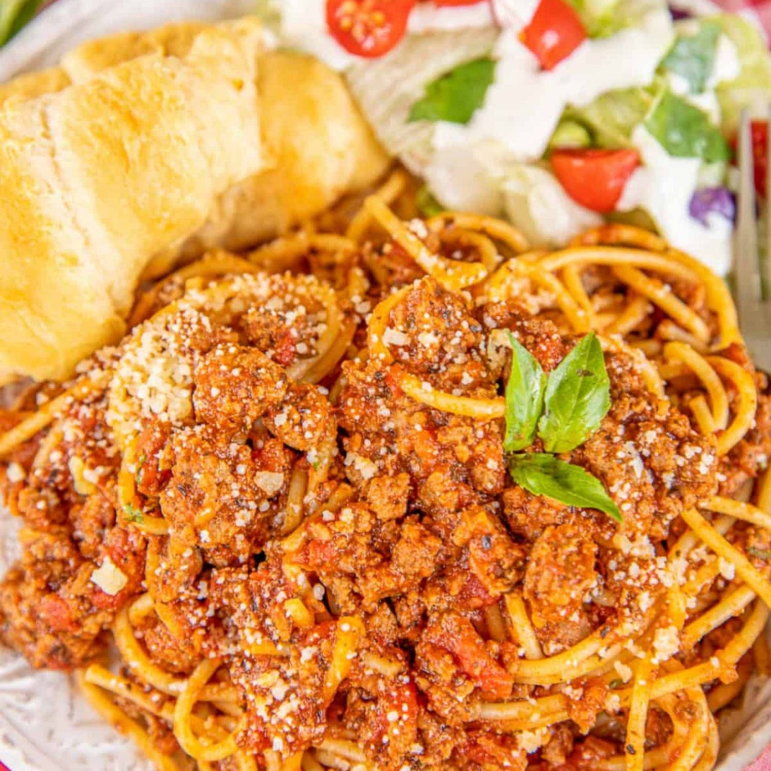 School Cafeteria Spaghetti & Meat Sauce