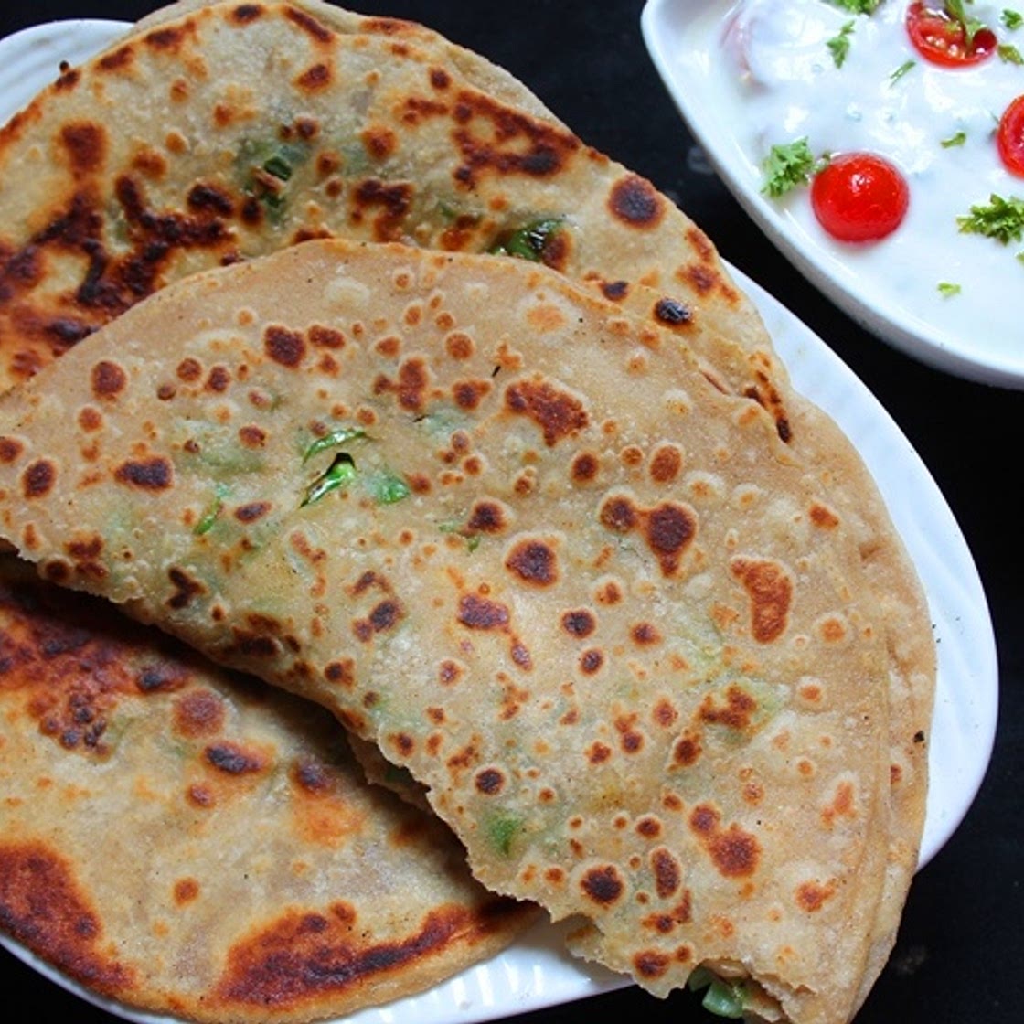 Spring Onion & Cheese Paratha Recipe