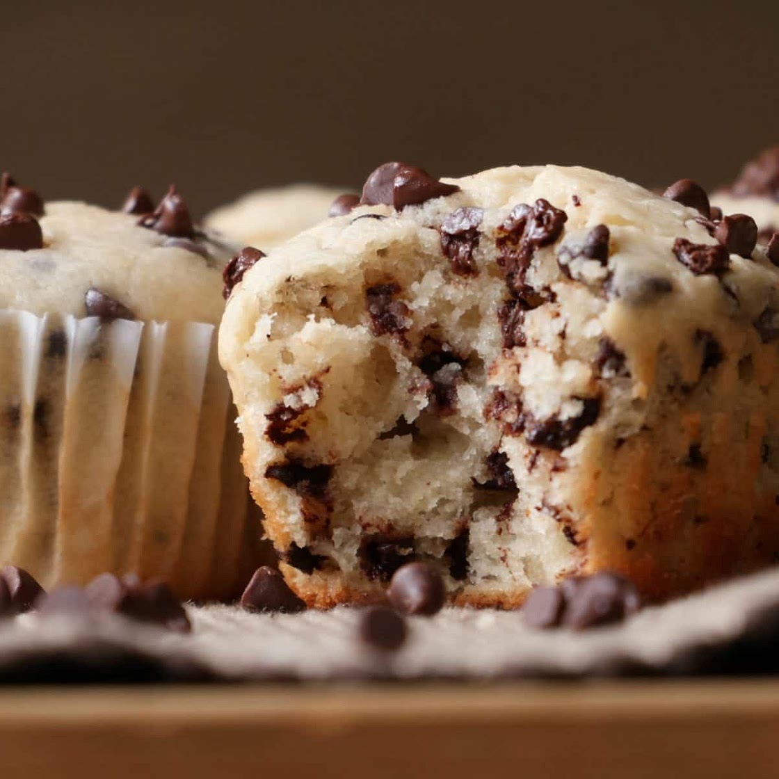 Moist Fluffy Chocolate Chip Muffins
