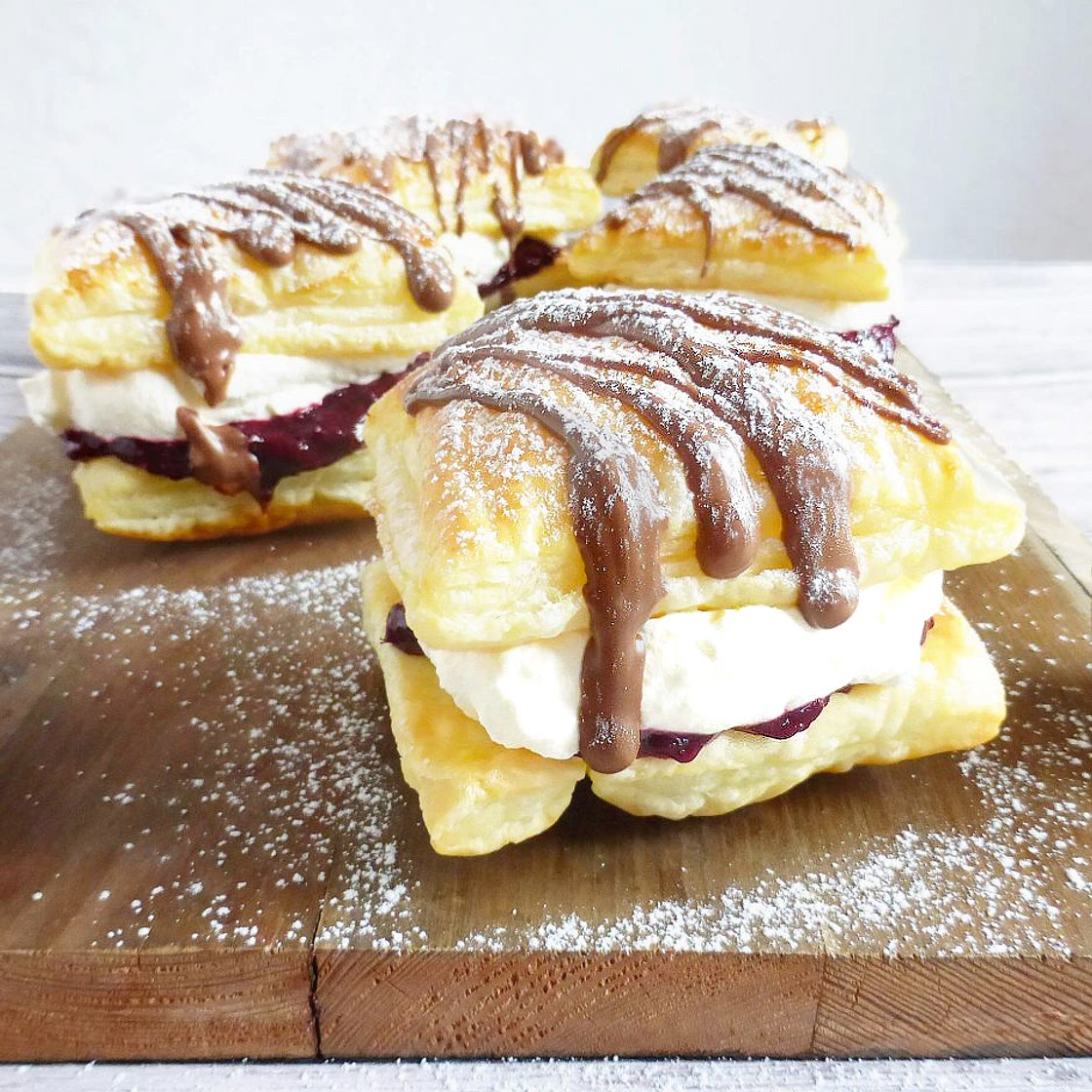 Blackberry and Cream Puff Pastries
