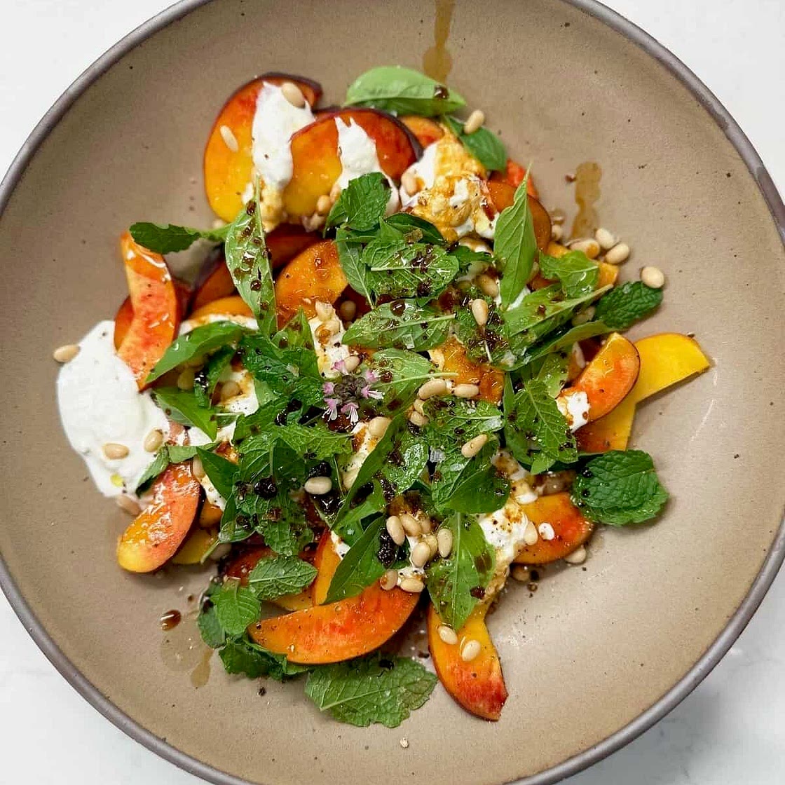 Summer Peach Salad with Stracciatella