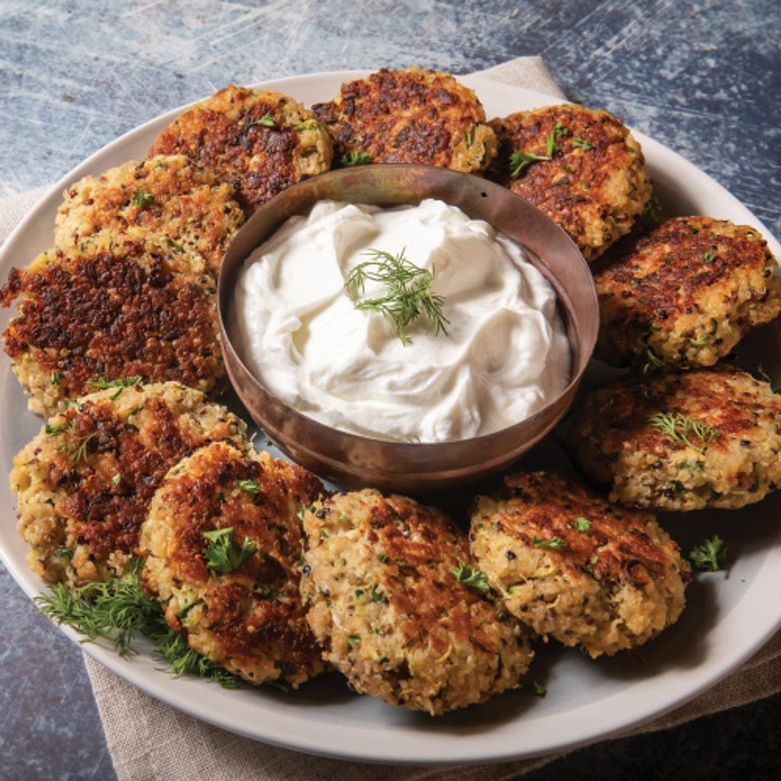 Cheesy Quinoa Zucchini Fritters
