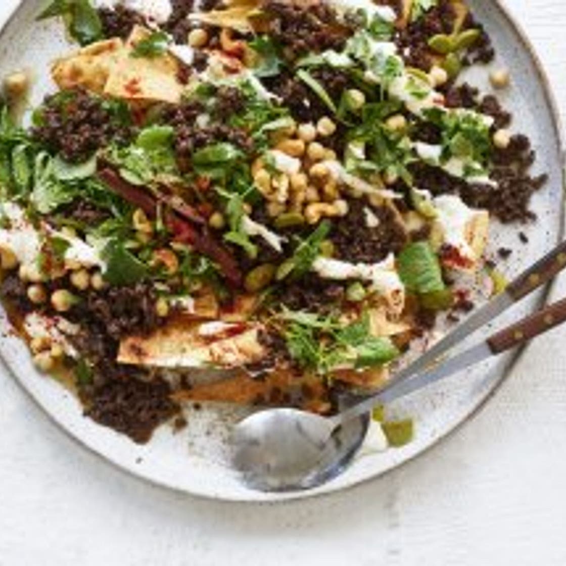 Adam Liaw's beef, chickpea and cashew fatteh