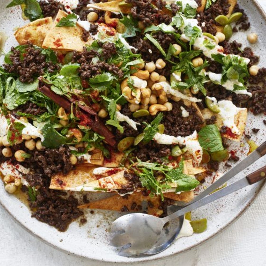 Adam Liaw's beef, chickpea and cashew fatteh