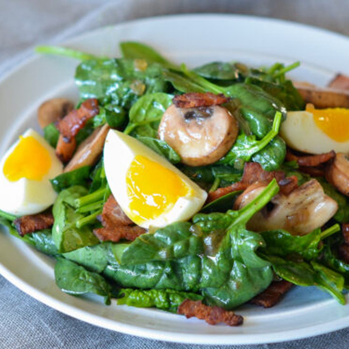 Spinach Salad with Warm Bacon Dressing