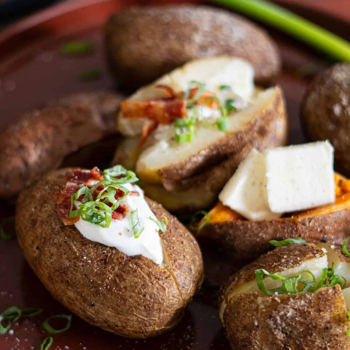 Smoked Baked Potatoes with Chipotle & Garlic Oil