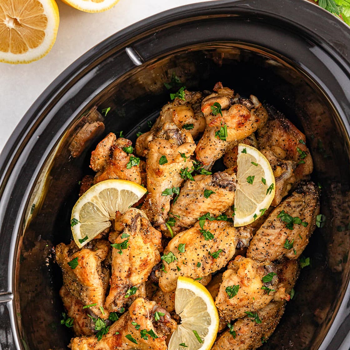 Slow Cooker Lemon Pepper Chicken Wings