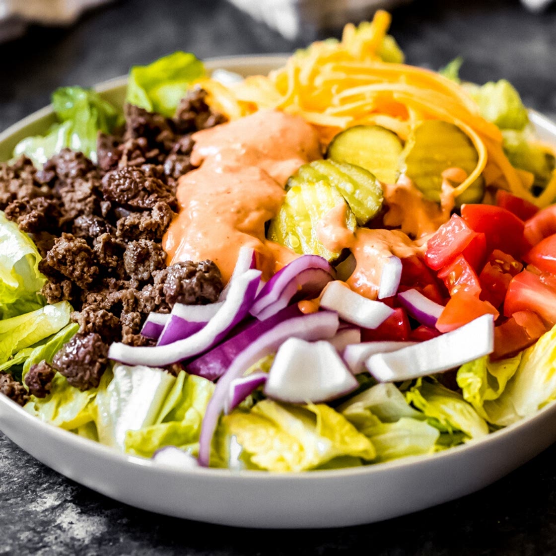 Ground Venison Big Mac Salad