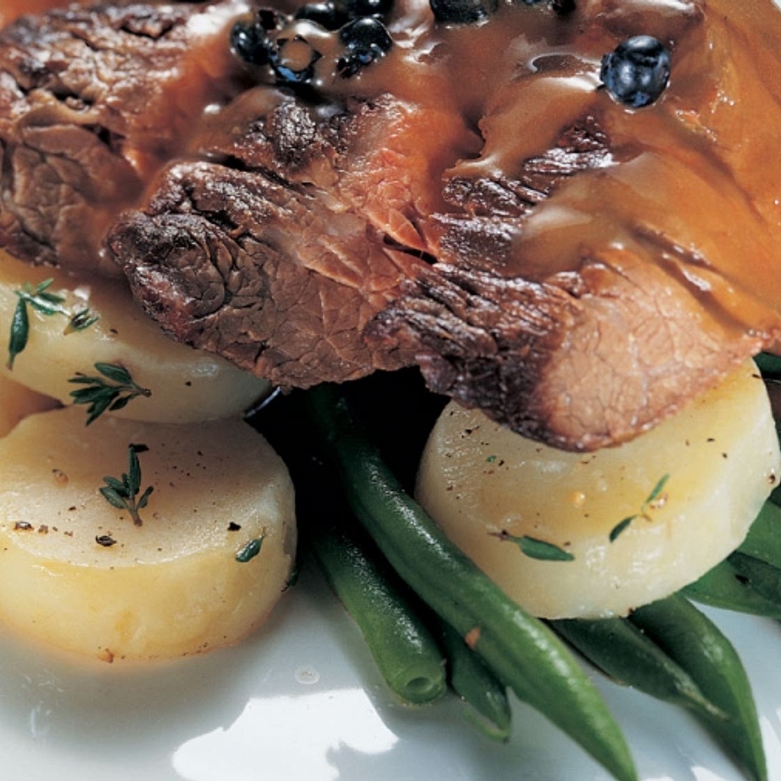 Flank Steak with Blueberry and Camembert Sauce