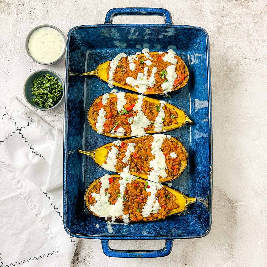 Lentil Stuffed Eggplants