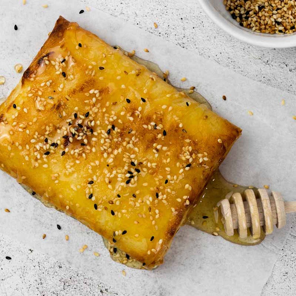 Baked Feta in Filo with Honey and Sesame
