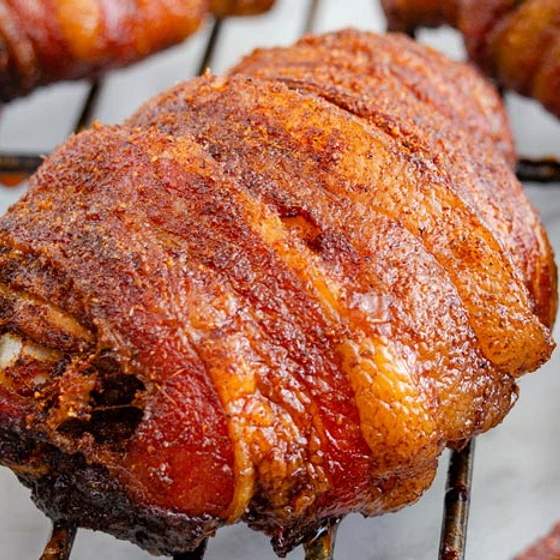 Smoked Bacon-Wrapped Chicken Thighs