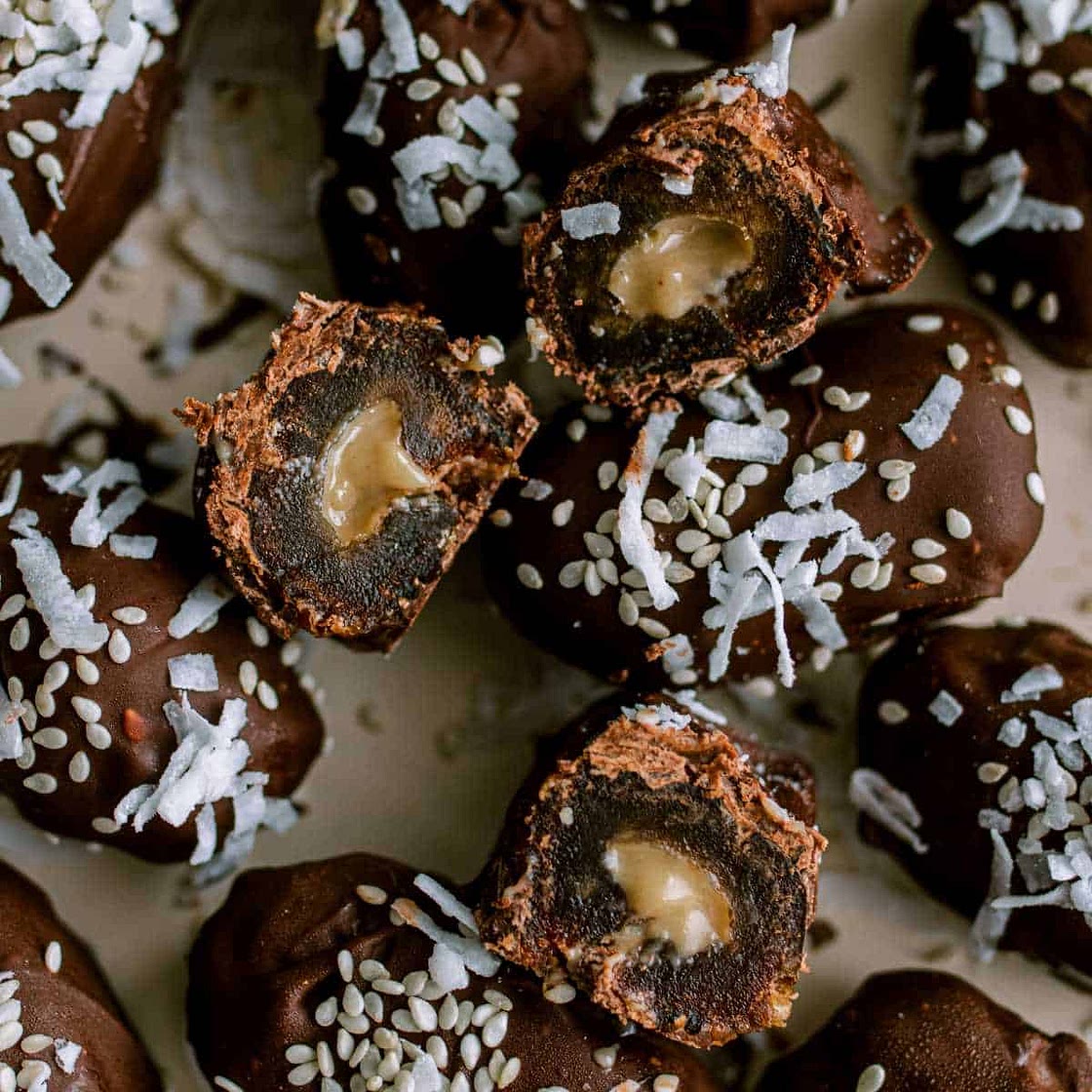 Tahini Stuffed Chocolate Covered Dates