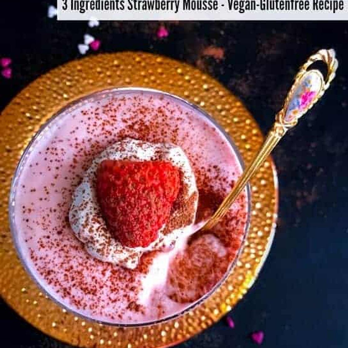 3 Ingredients Strawberry Mousse – Coconut Strawberry Mousse (V+GF)