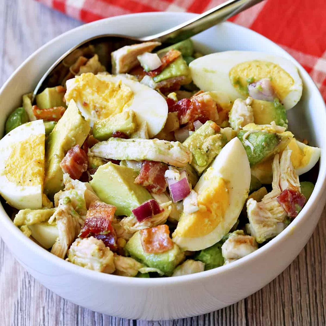 Avocado Chicken Salad with Bacon and Eggs