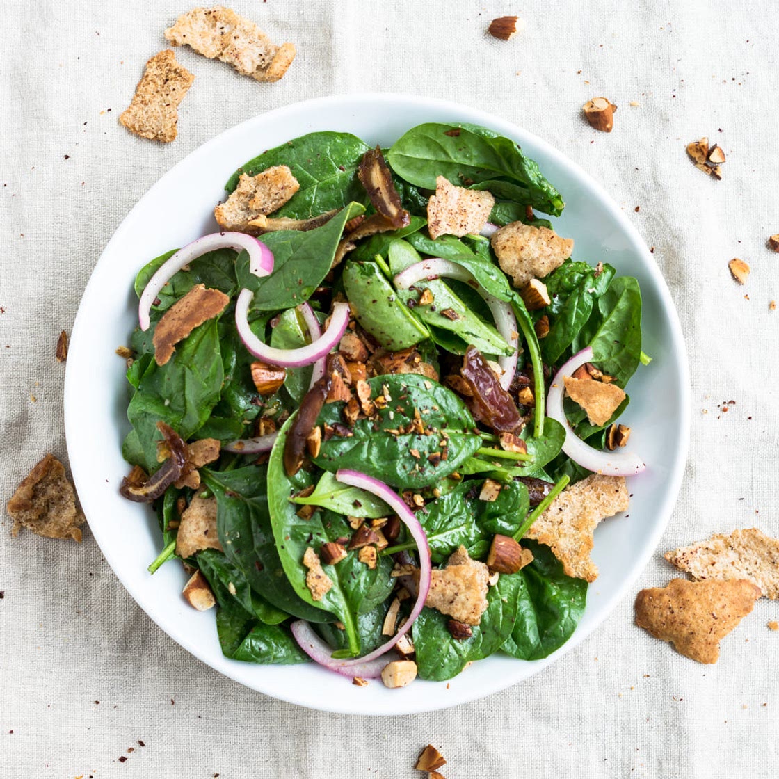 Baby Spinach Salad with Dates and Almonds