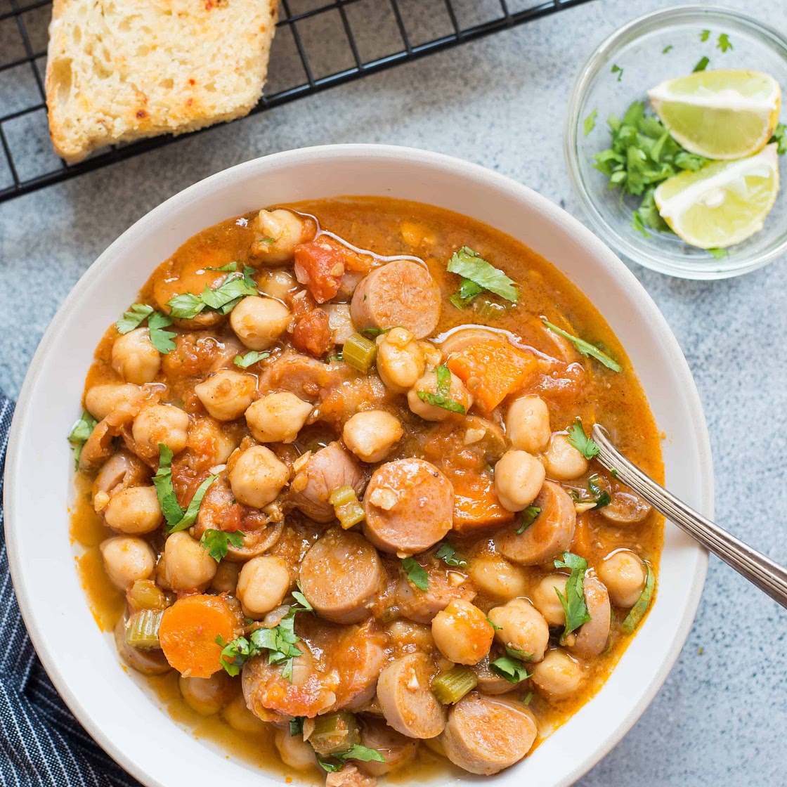 Slow Cooker Chickpea Sausage Stew