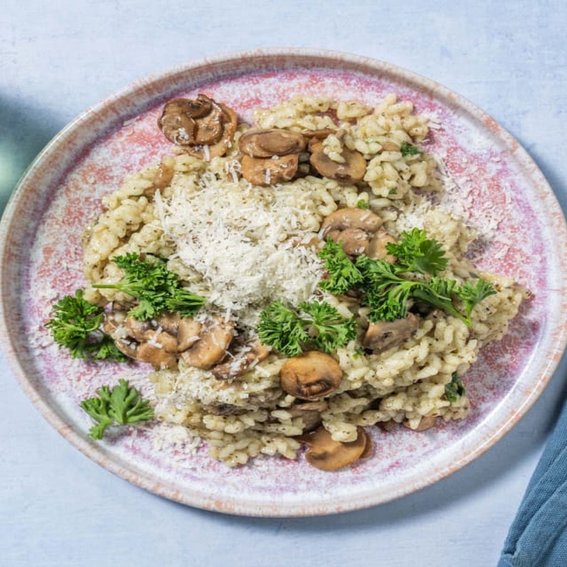 Risotto aux champignons saveur truffe avec du parmigiano reggiano AOP & du persil