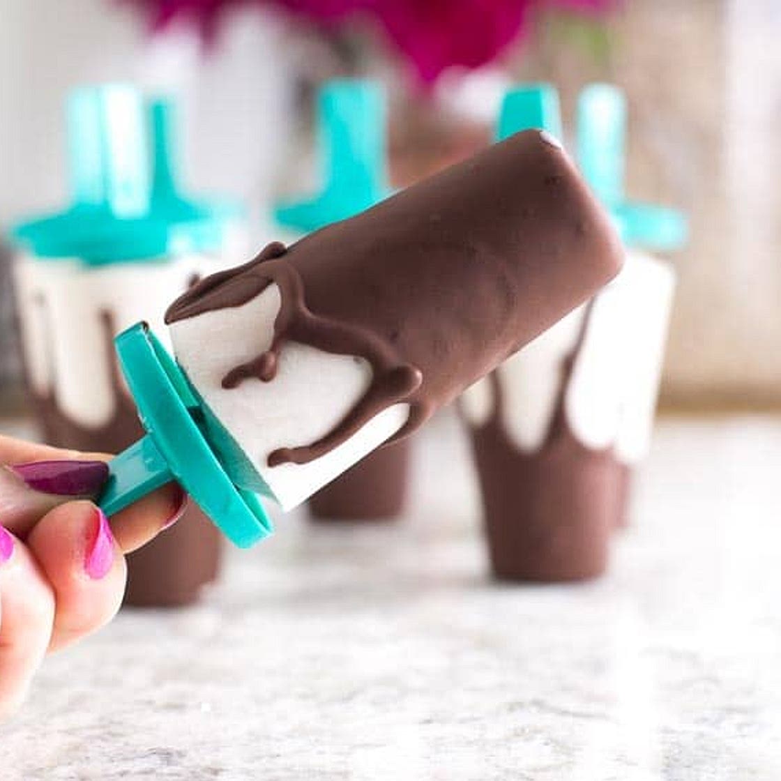 Low FODMAP Chocolate Covered Banana Popsicles