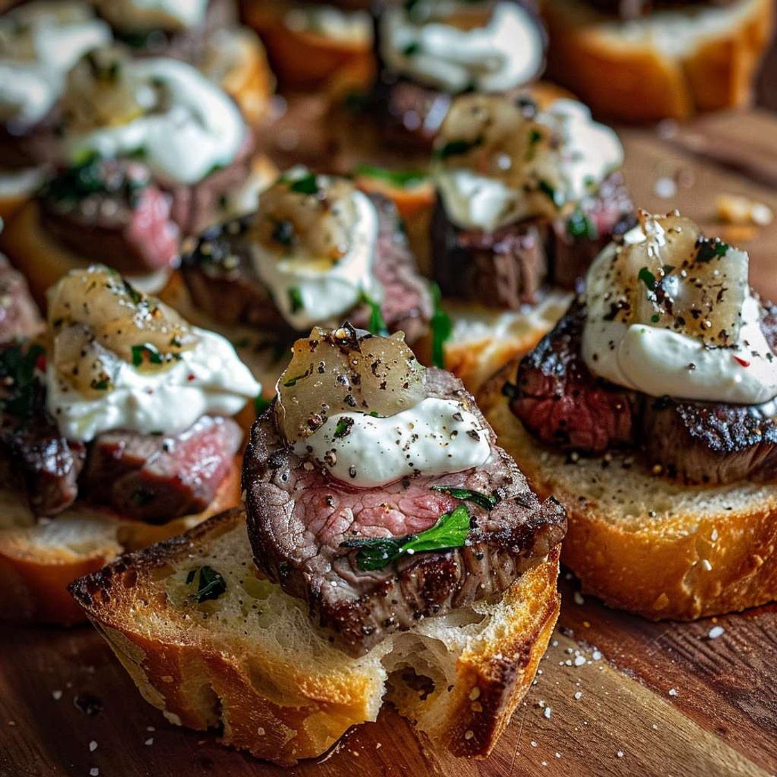 Garlic Bread Steak Bites with Horseradish Cream Recipe
