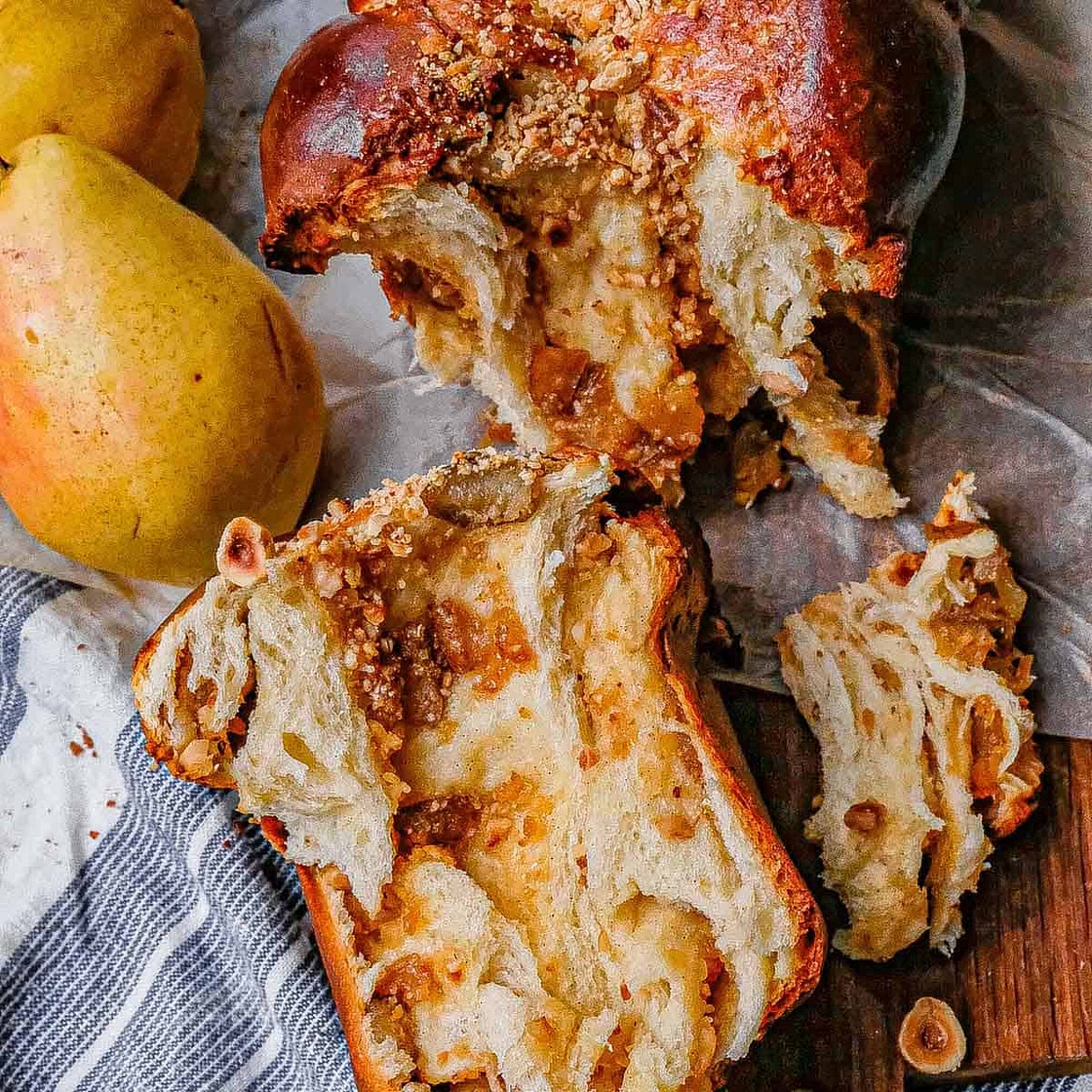 Caramelized Pear and Hazelnut Cozonac
