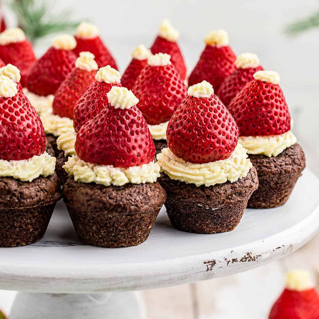 Santa Hat Brownie Bites