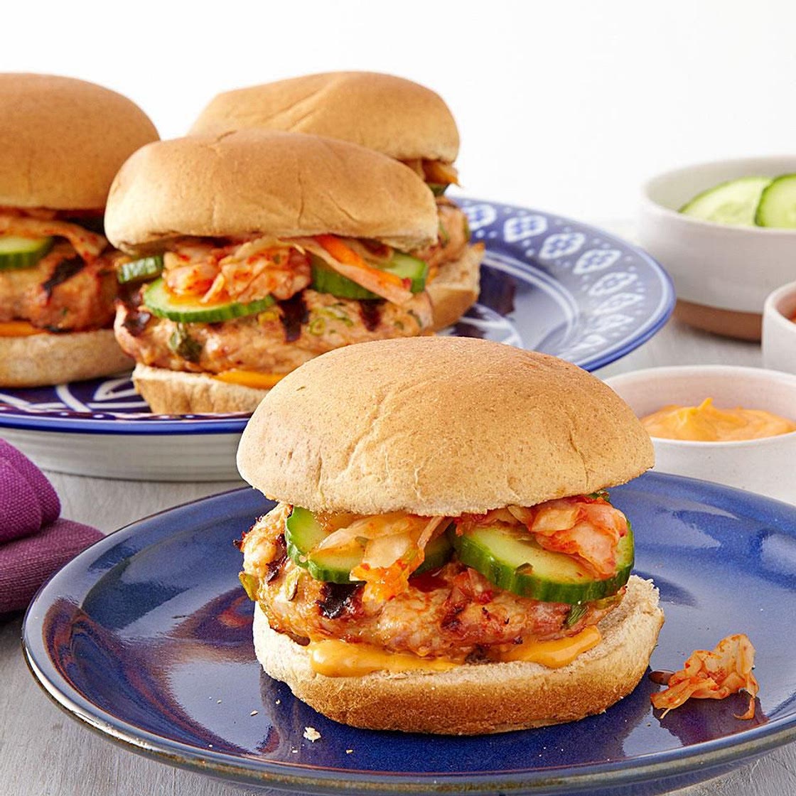 Turkey Burgers with Gochujang & Kimchi