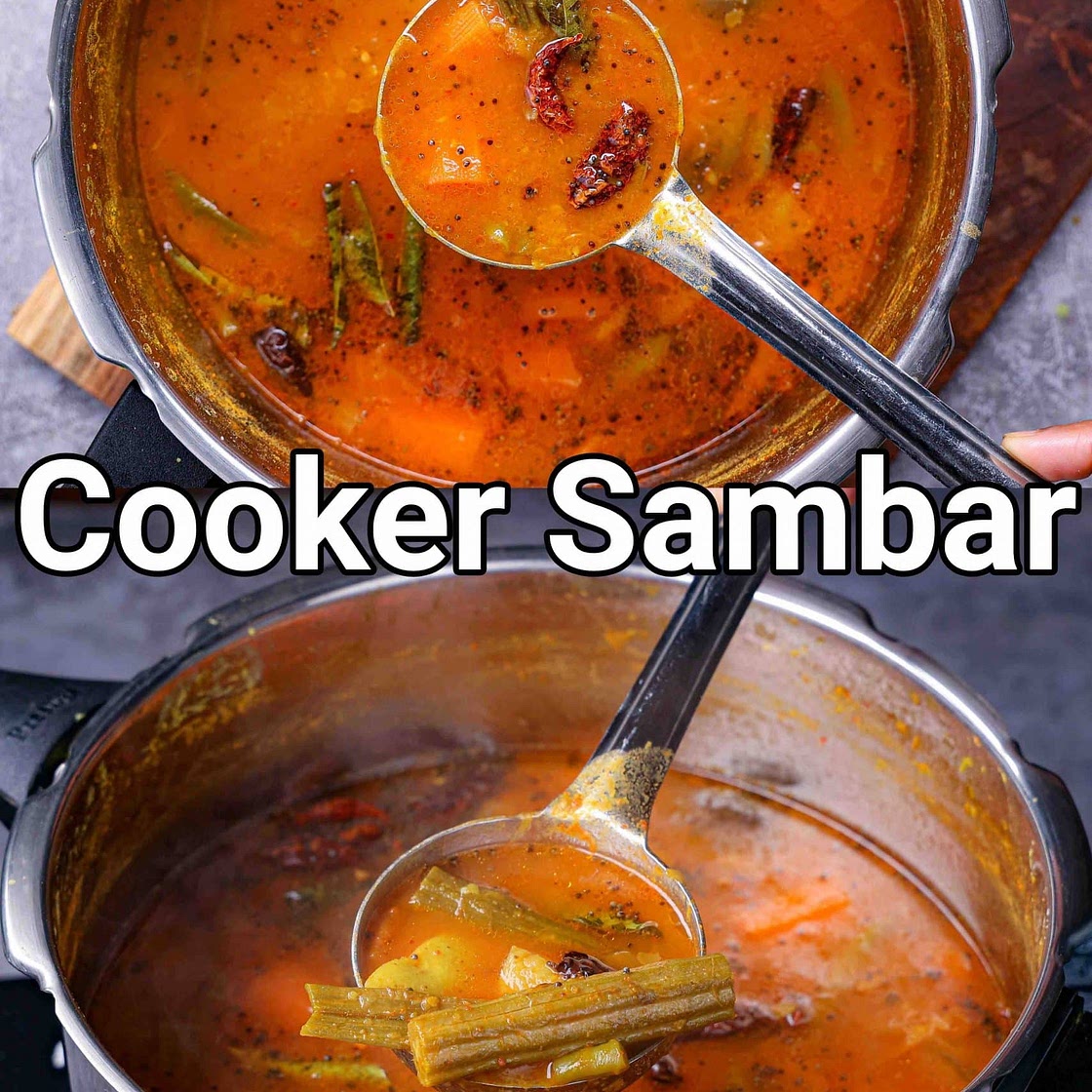 Sambar Recipe | Mix Vegetable Sambar in Cooker - 15 Mins