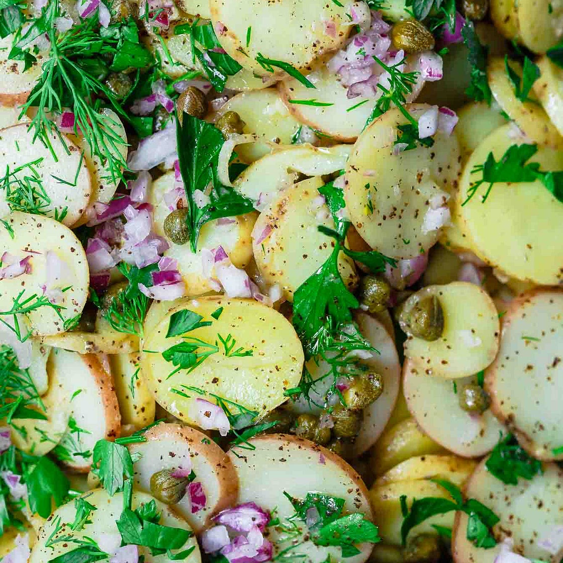 Mustard Potato Salad, Mediterranean-Style