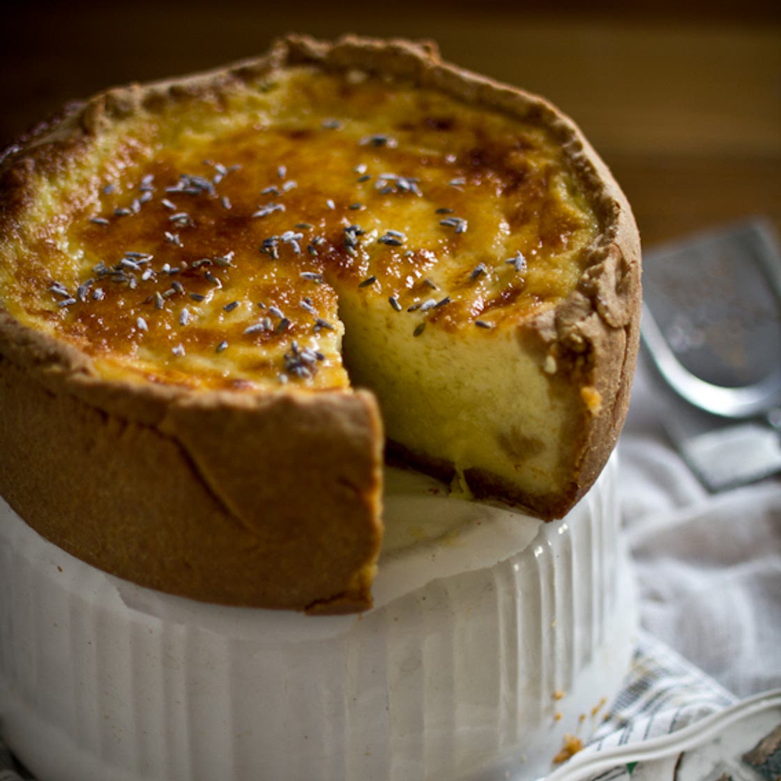 Almond Custard Pie with Lavender Syrup
