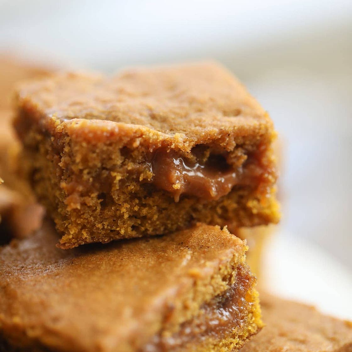 Caramel Filled Pumpkin Blondies
