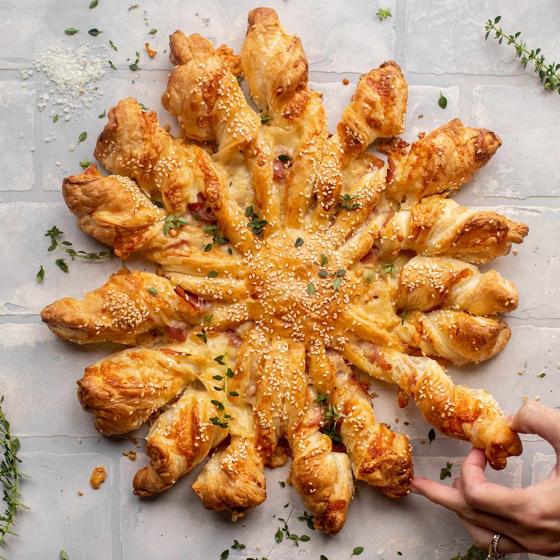 Ham and Swiss Puff Pastry Twists